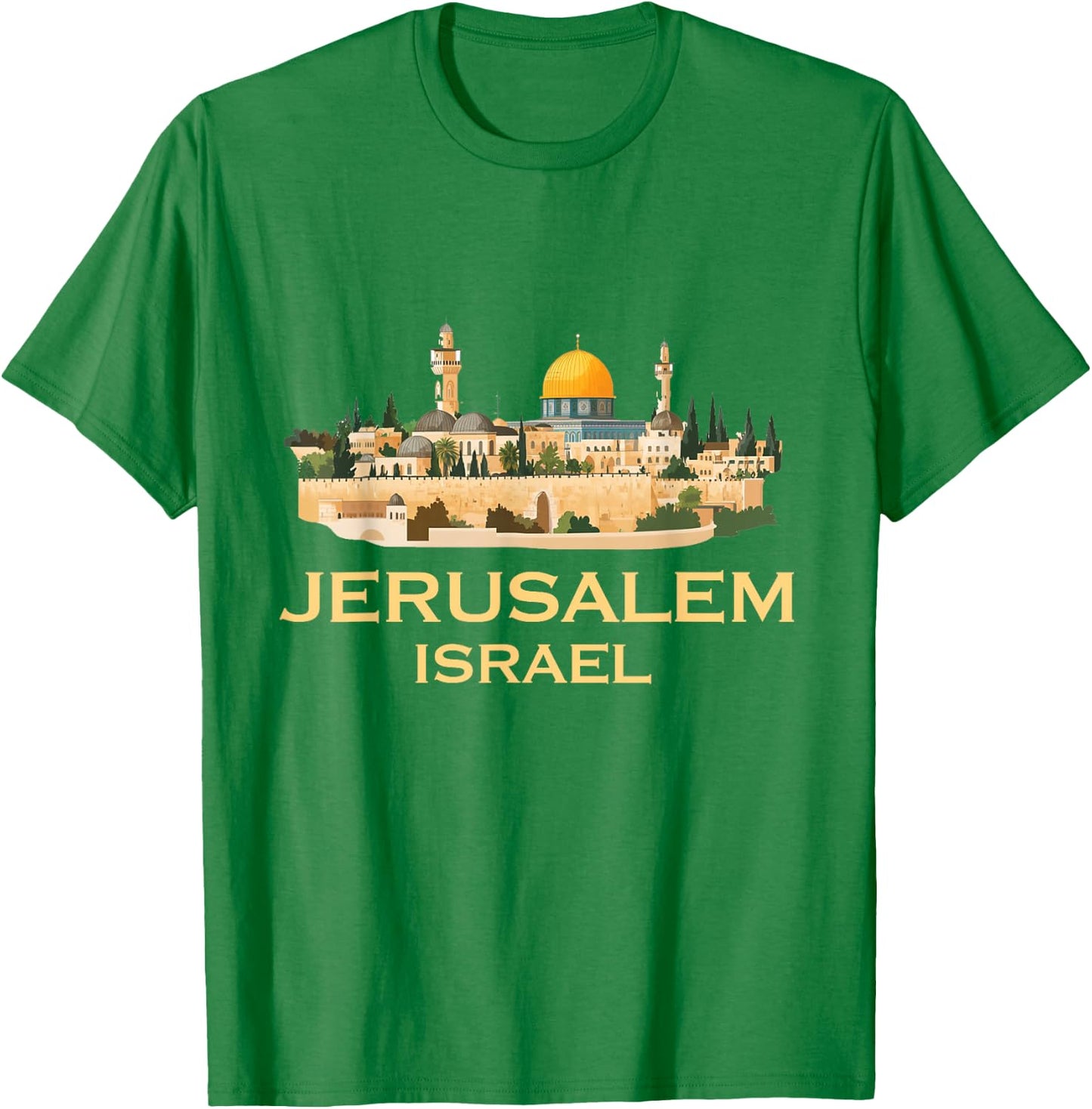 Jerusalem Souvenir Israel Skyline Jewish Israeli Women Men T-Shirt - T-Shirt | Irish Green