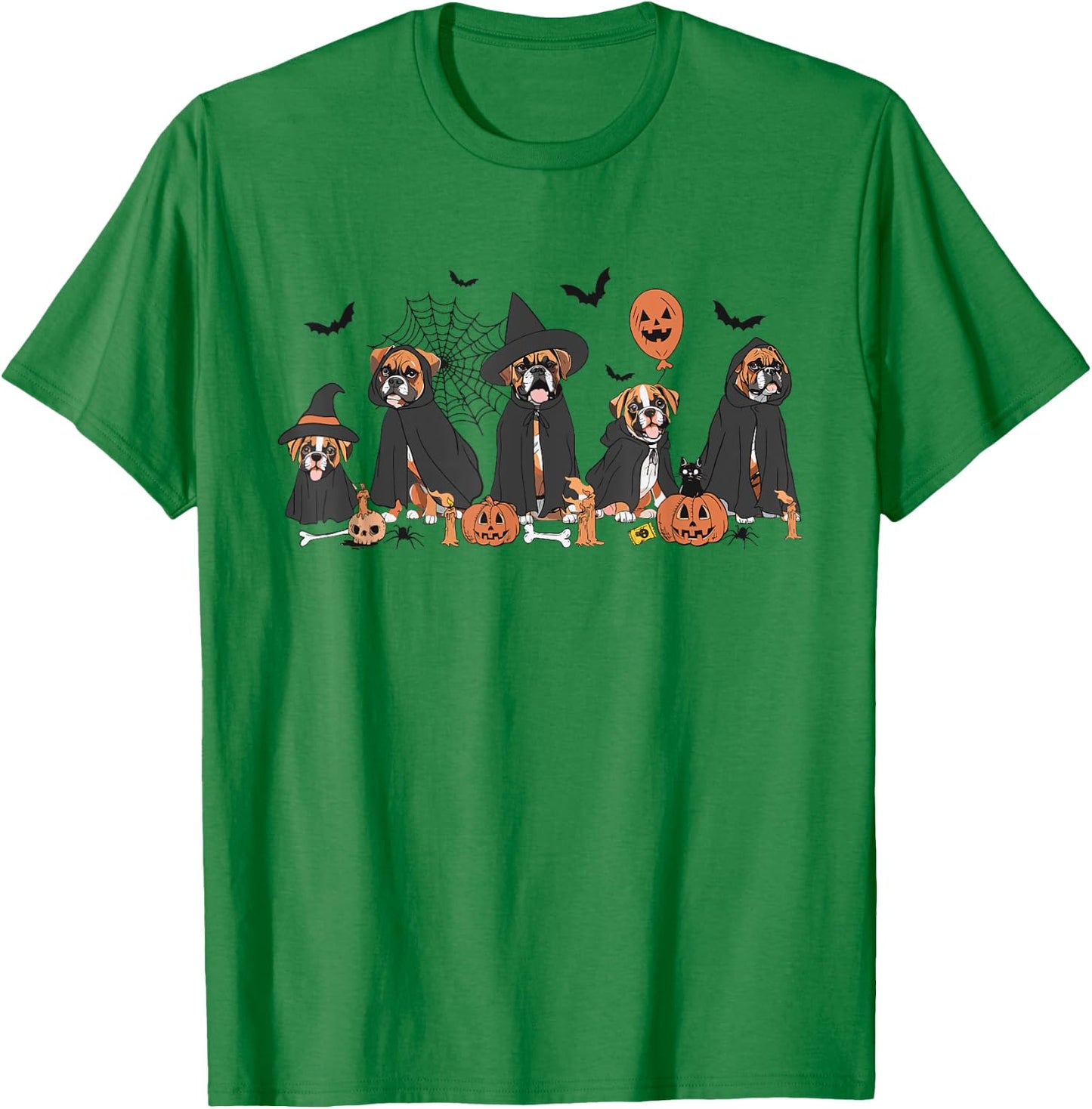 Five Witch Boxer Dog Halloween Boxer Dog Spooky Season Women T-Shirt - T-Shirt | Irish Green
