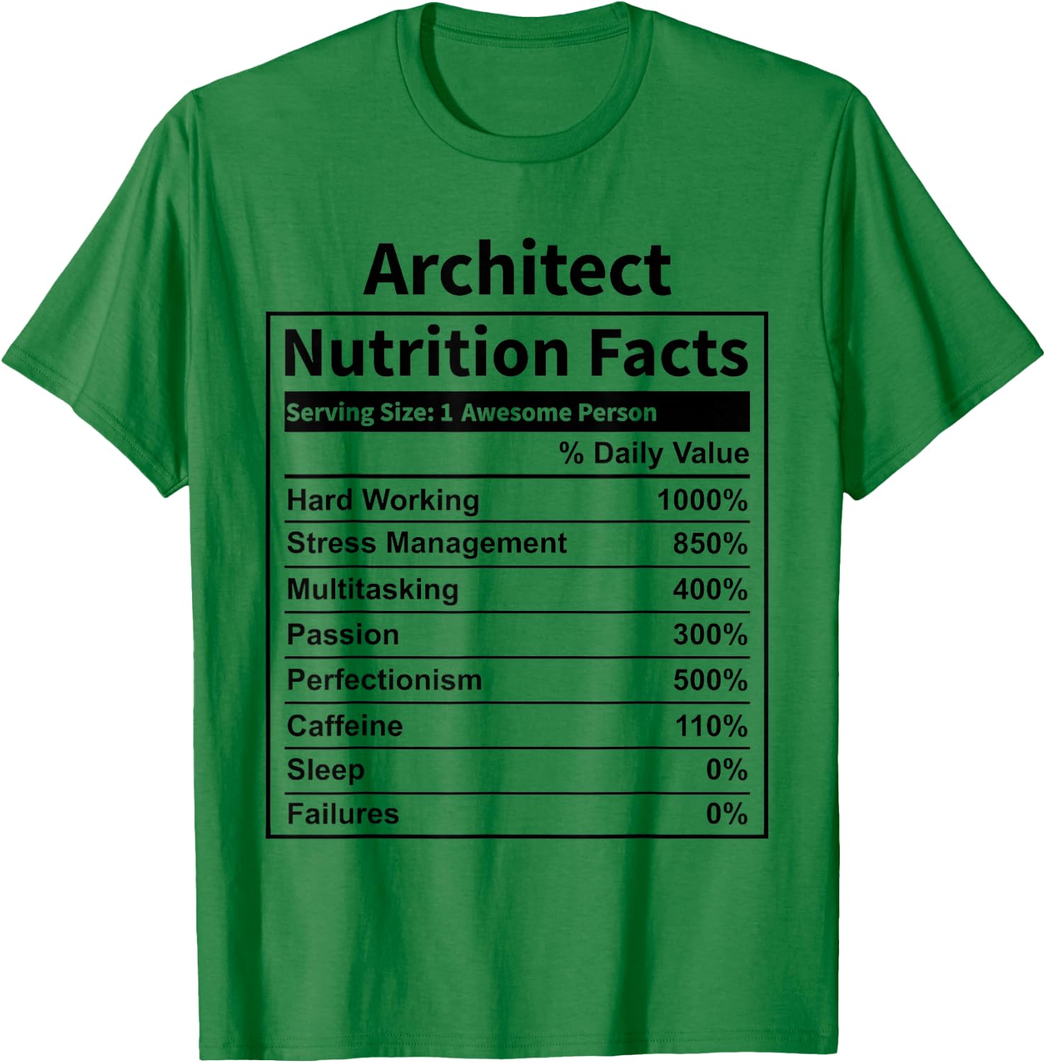 Architect Nutrition Facts Funny & Women Architecture T-Shirt - T-Shirt | Irish Green