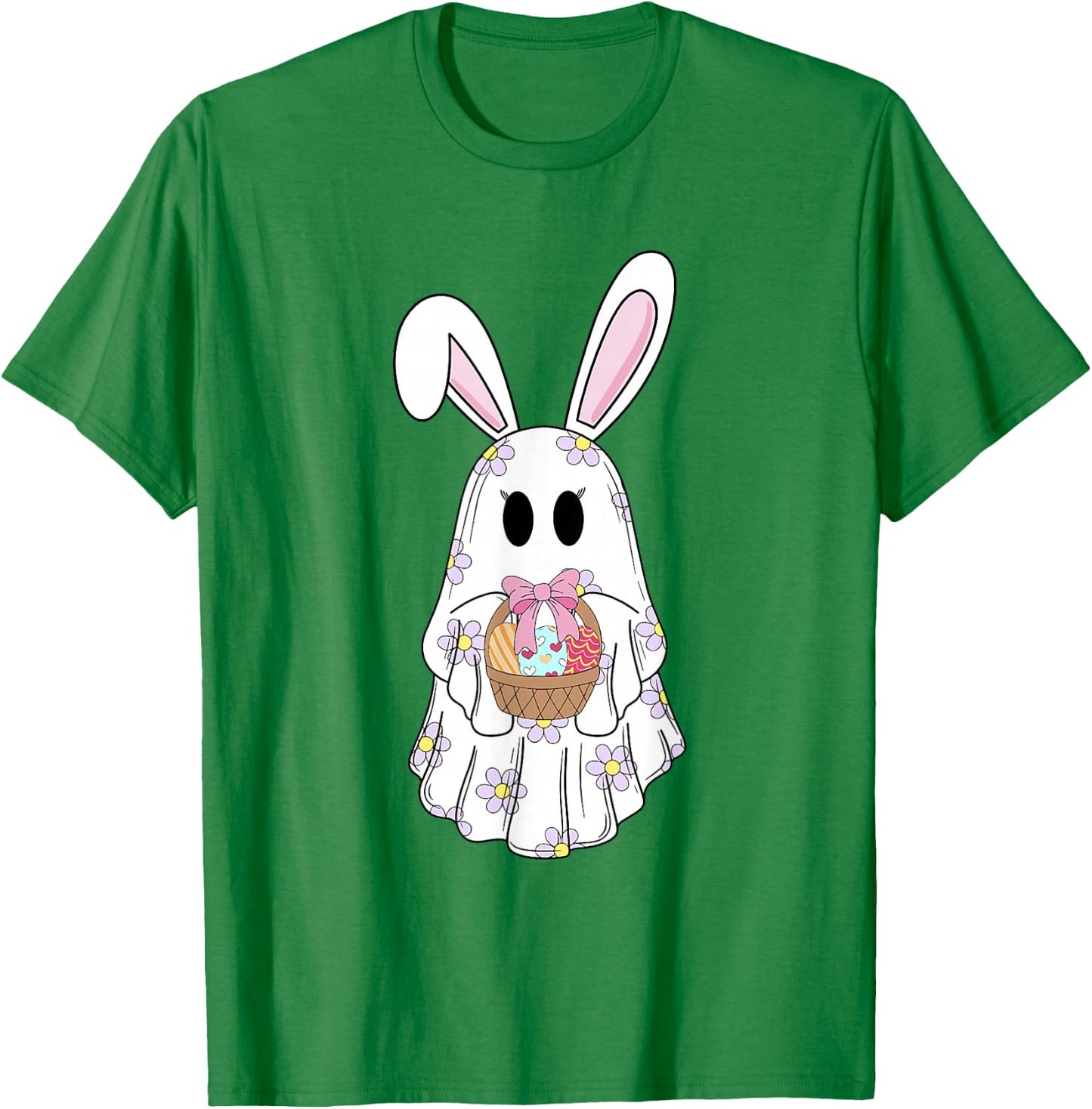 Bunny Boo Ghost Boojee Egg Easter Basket Spring Happy Easter T-Shirt - T-Shirt | Irish Green