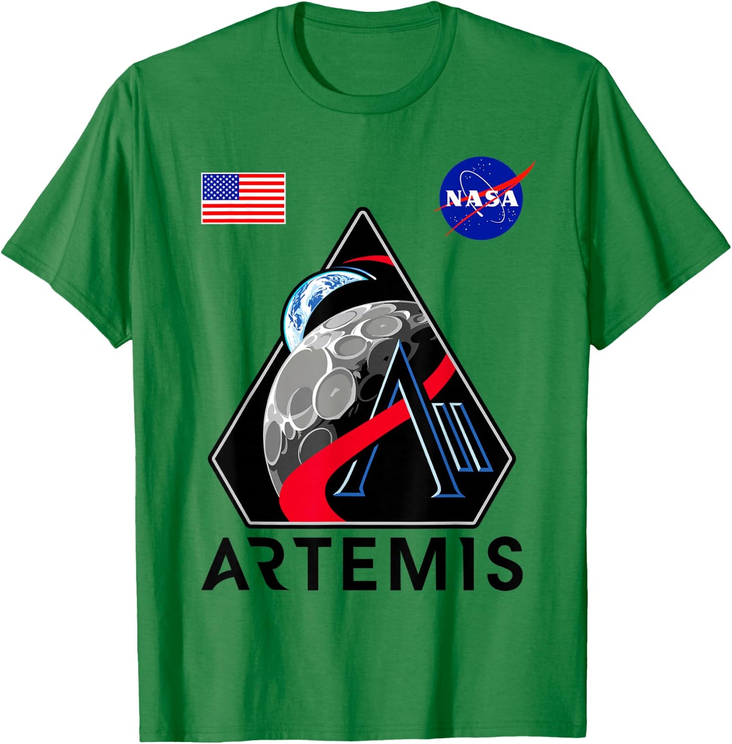 NASA Artemis II Mission Patch Commemorative Meatball Logo T-Shirt - T-Shirt | Irish Green