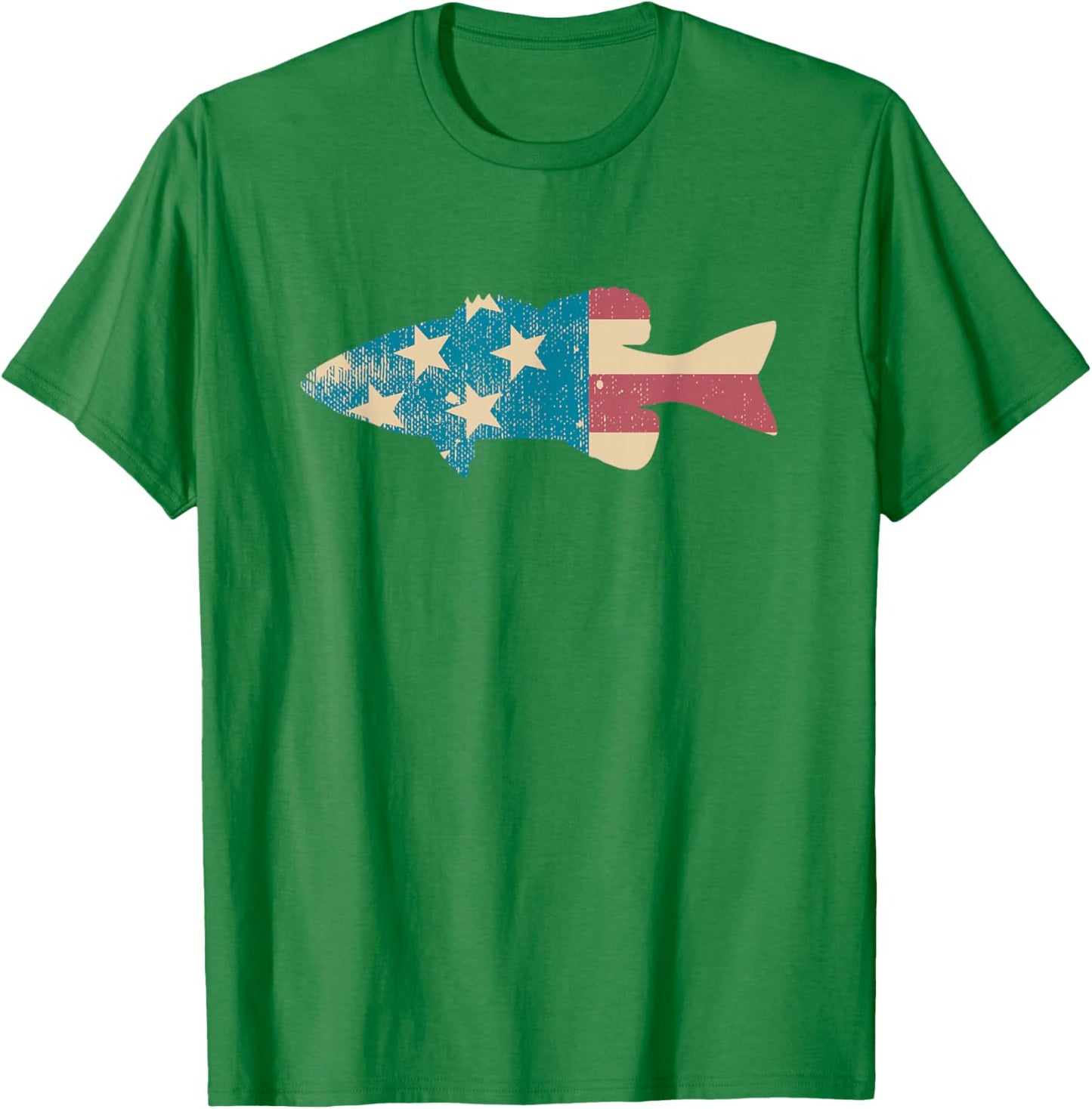 Largemouth Bass Fishing - American Flag Fishing T-Shirt - T-Shirt | Irish Green