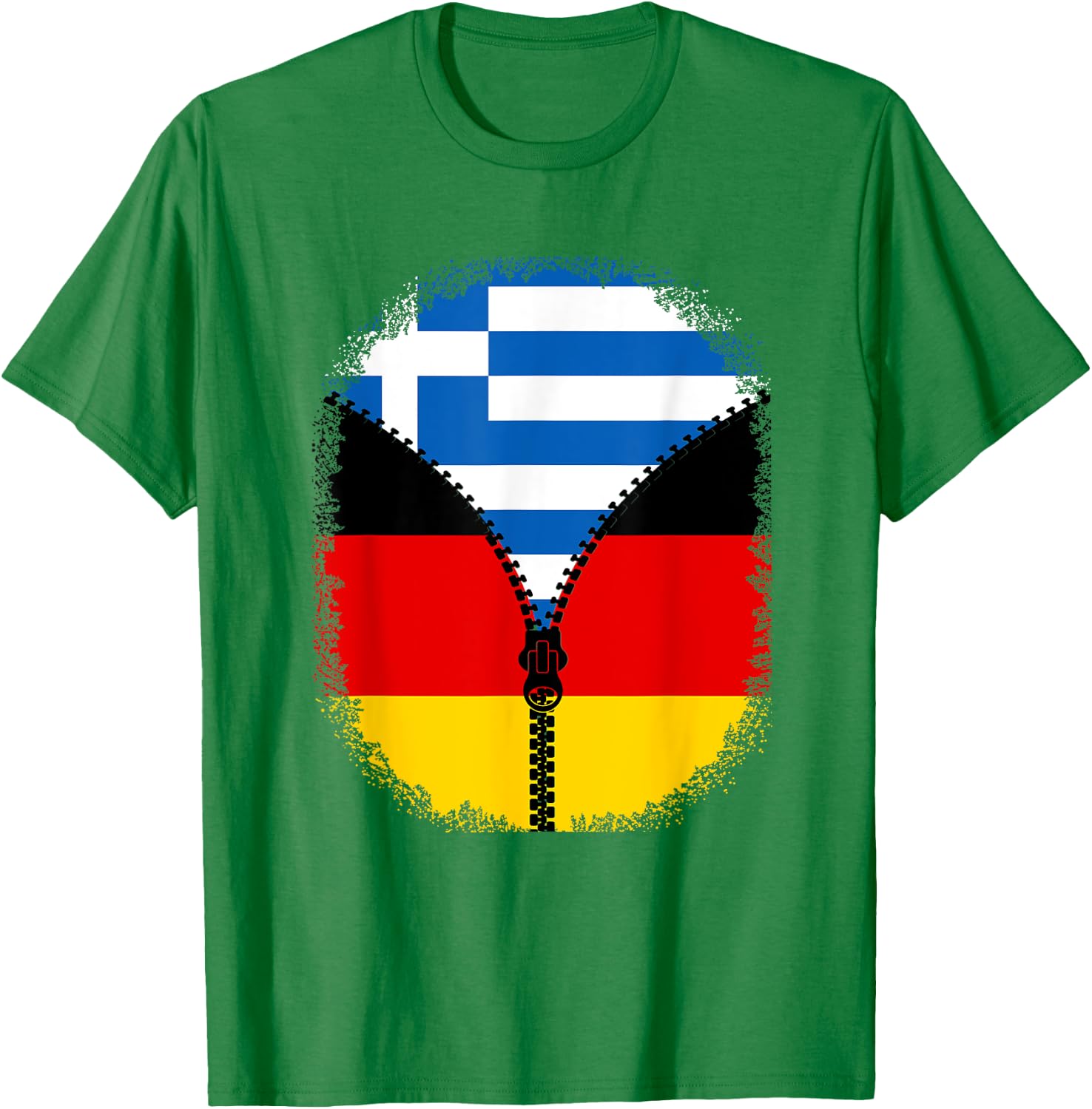 Griechenland Deutschland Flagge Griechisch Deutsch Reißverschluss T-Shirt - T-Shirt | Irish Green