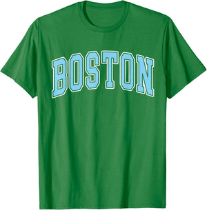 Vintage Cute Pink Baby Blue Boston Outline Arched Girl's T-Shirt - T-Shirt | Irish Green