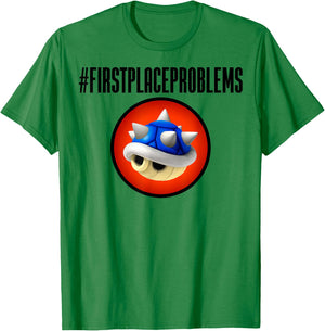 Nintendo Mario Kart First Place Problems Blue Shell Text T-Shirt - T-Shirt | Irish Green