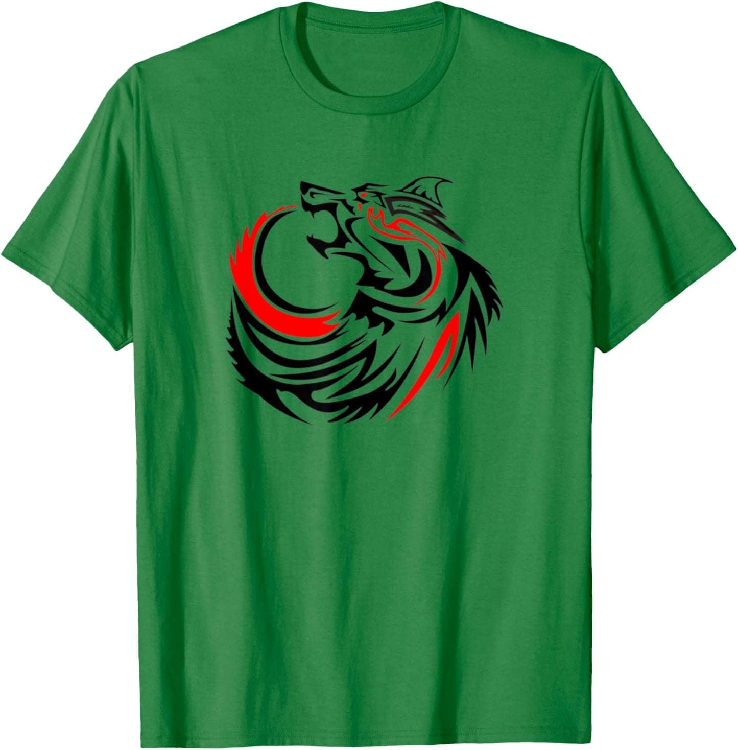 Wild Wolf -Retro Lone Teen Black Wolf Face Shirt T-Shirt - T-Shirt | Irish Green