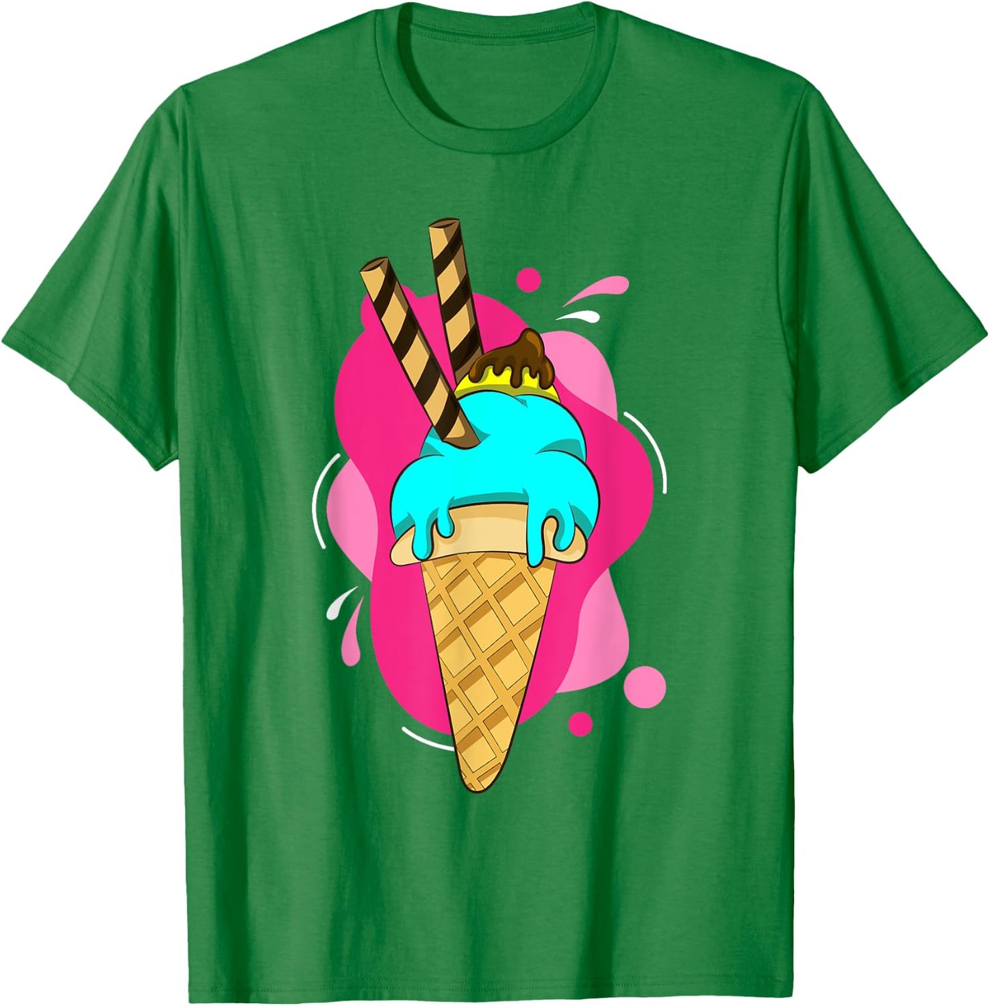 Summer Dessert Ice Cream Cone Waffle Ice Cream , White T-Shirt - T-Shirt | Irish Green