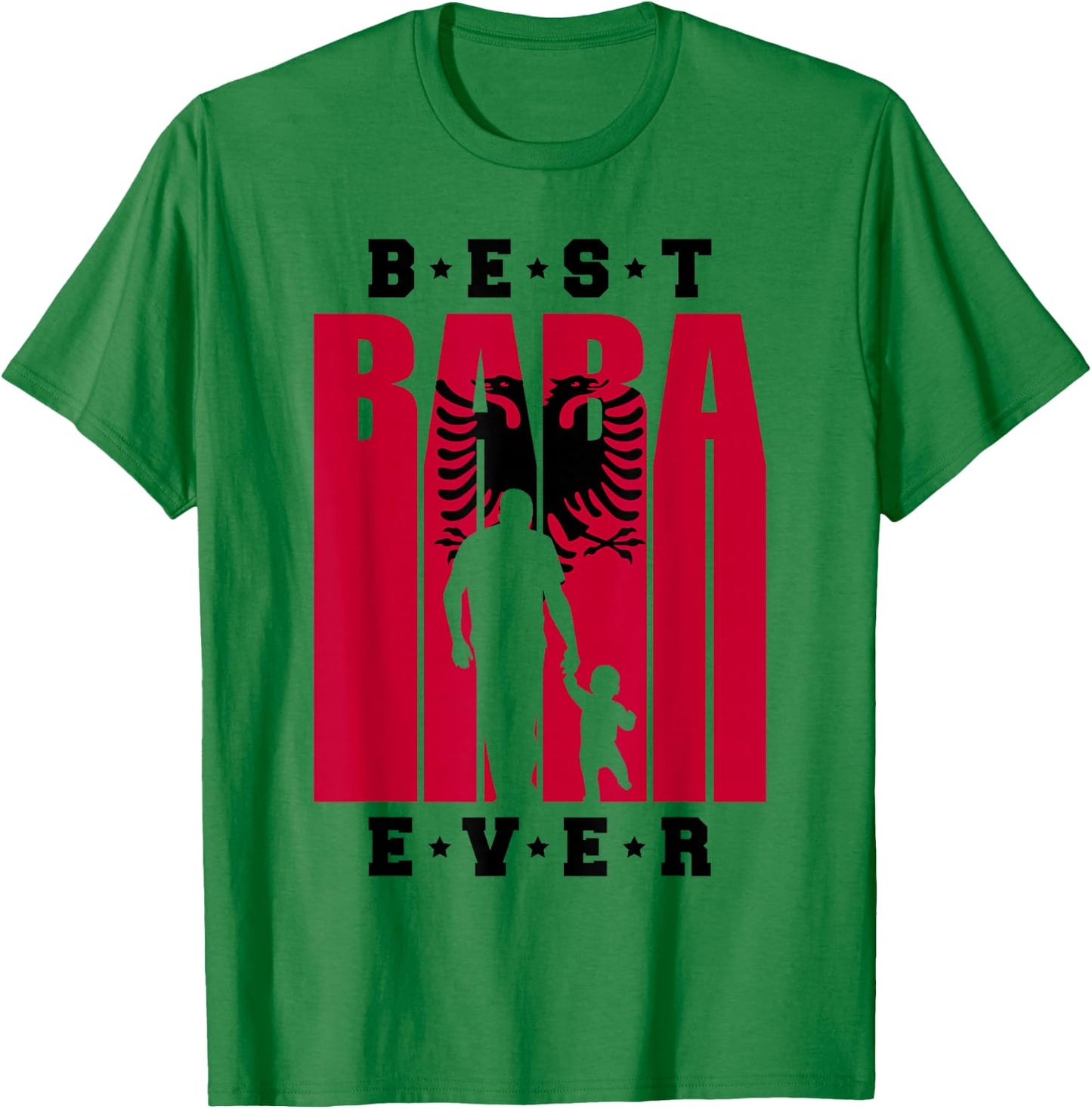 Men's Albania Baba with Baby 1st Father's Day Shqiptar Albanian Dad , White T-Shirt - T-Shirt | Irish Green