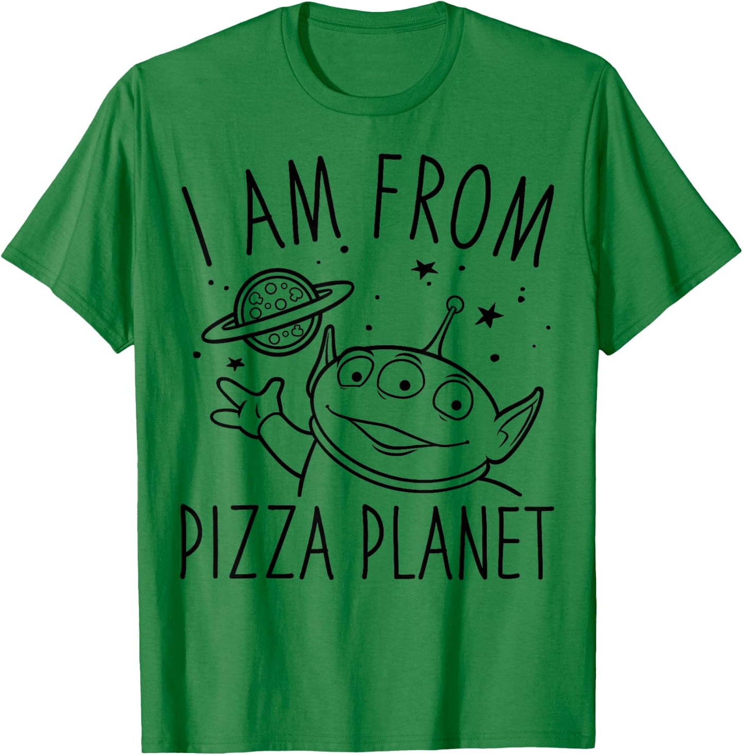 Disney Pixar Toy Story Alien I Am From Pizza Planet Line Art T-Shirt - T-Shirt | Irish Green