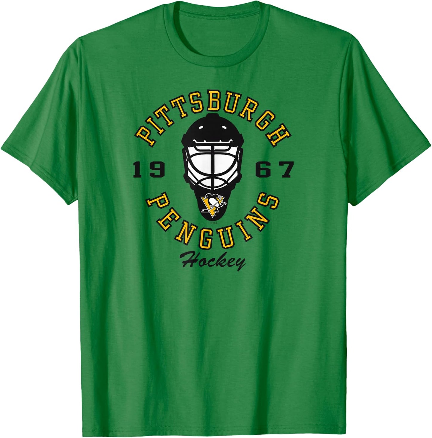 Pittsburgh Penguins Hockey Mask Gray Officially Licensed T-Shirt - T-Shirt | Irish Green