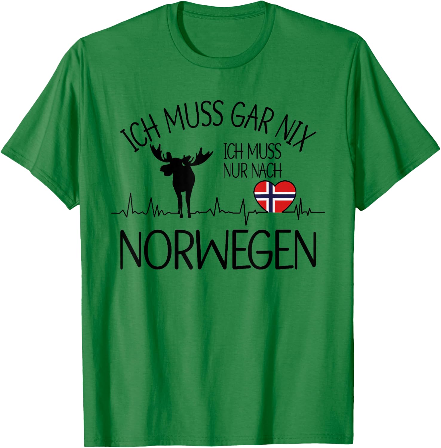 Skandinavien - Skandinavische Designs - Ich Muss Gar Nix Ich Muss Nur Nach Norwegen - Grau - - Kurzarm - - Small - Sommer - Norwegen- und Elchliebhaber T-Shirt - T-Shirt | Irish Green