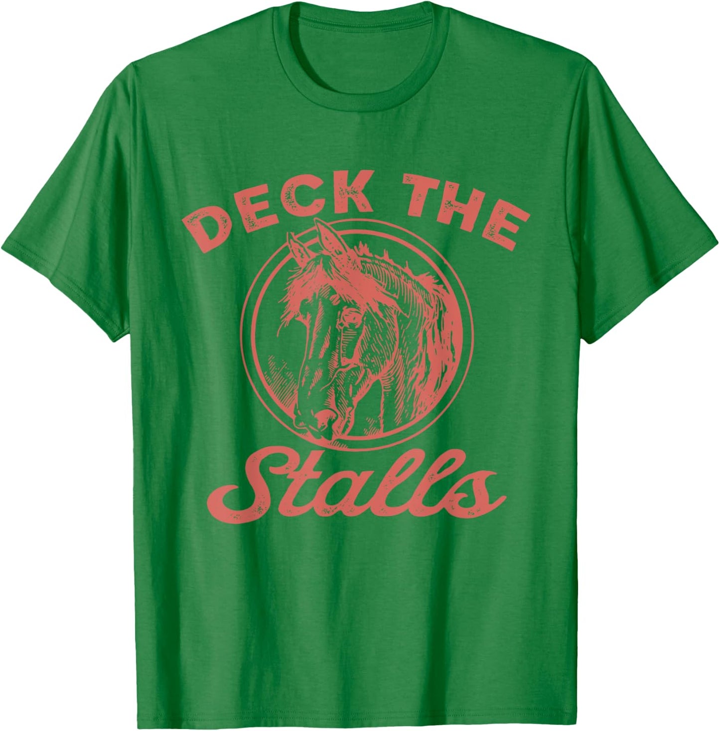 Horse Christmas Deck the Stalls Horse Xmas Horse Lover Xmas T-Shirt - T-Shirt | Irish Green