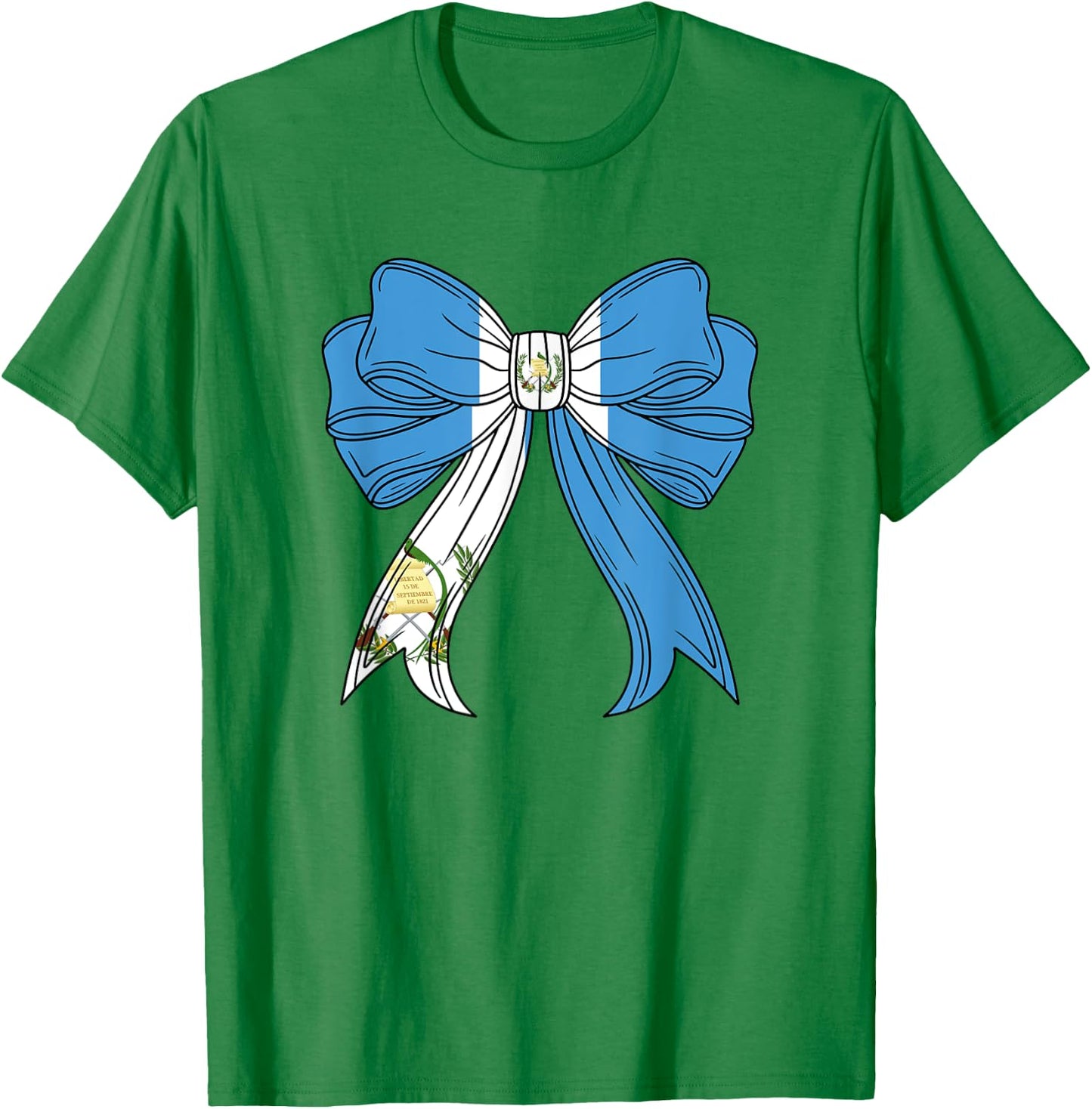 Chapina Guatemalan Women Girls Guatemala Flag Coquette Bow T-Shirt - T-Shirt | Irish Green