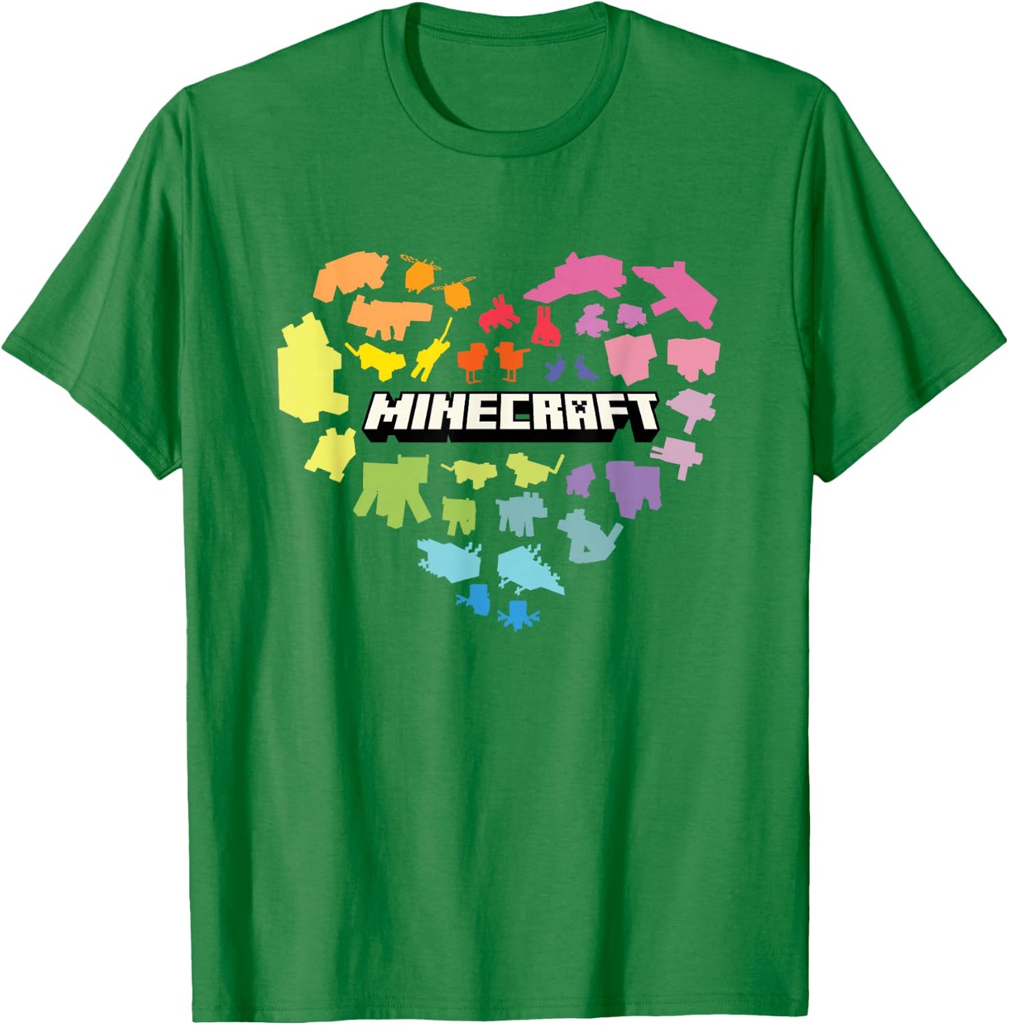 Minecraft Valentine's Day Heart Shaped Rainbow Icons , white, S T-Shirt - T-Shirt | Irish Green