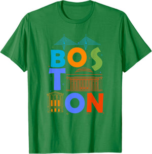 Boston Souvenir Men Massachusetts Skyline Boston T-Shirt - T-Shirt | Irish Green
