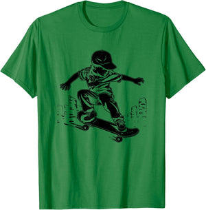 Skateboarding Boy Skater , white, S T-Shirt - T-Shirt | Irish Green