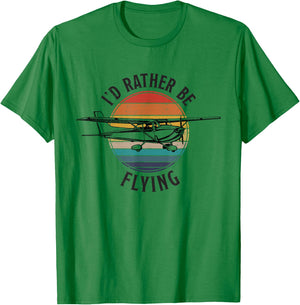 The Avid Aviator Cafe Vintage I'd Rather Be Flying C172 Airplane Cool Pilot Grey T-Shirt - T-Shirt | Irish Green