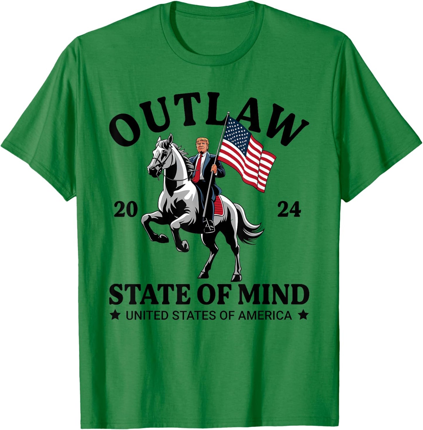 Outlaw State Of Mind Western Funny Trump Riding Horse Daddy T-Shirt - T-Shirt | Irish Green