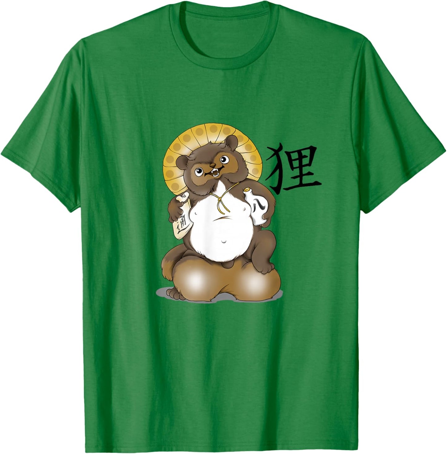 Tanuki Bake-danuki Japanese Raccoon Dog Lucky Sack Shirt T-Shirt - T-Shirt | Irish Green