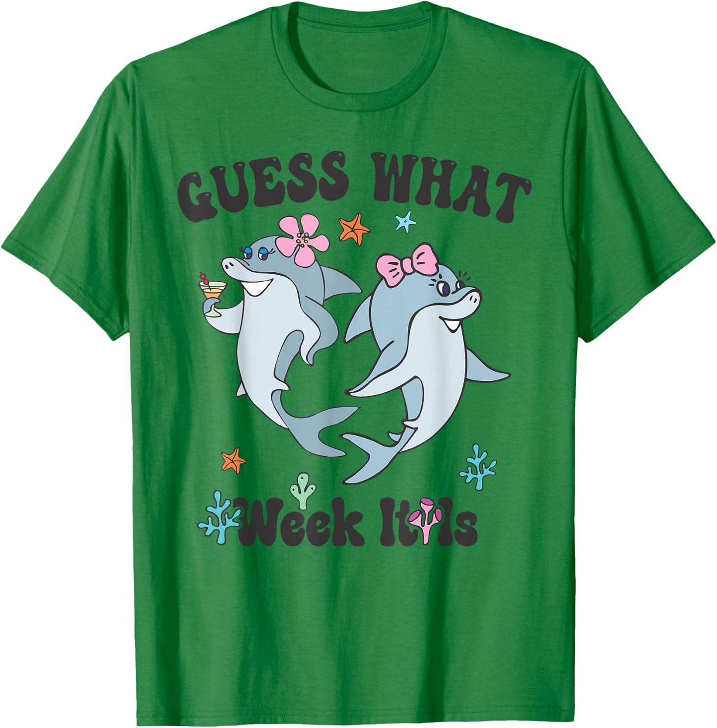 Guess What Week It Is Cute Shark Girls & Kids Funny T-Shirt - T-Shirt | Irish Green