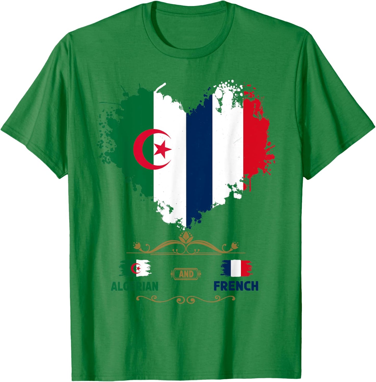 Algerian French Roots Outfit Idea with Algerian Flag T-Shirt - T-Shirt | Irish Green