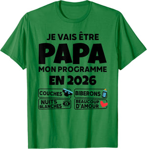 Announcement Future Papa 2026 - Humor and Programme Parent T-Shirt - T-Shirt | Irish Green