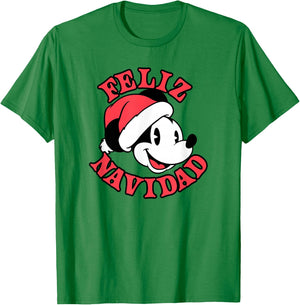 Disney Mickey & Friends Christmas Feliz Navidad Mickey T-Shirt - T-Shirt | Irish Green