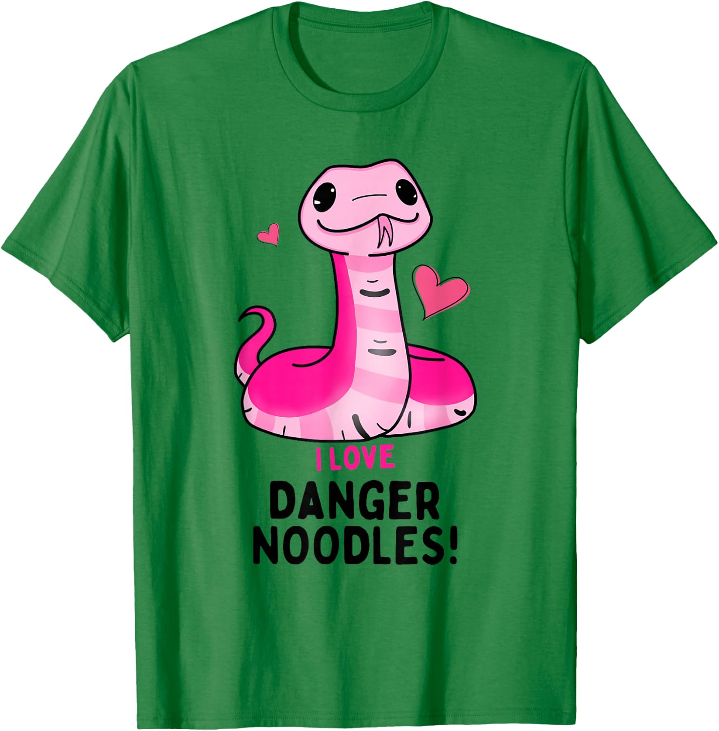 I Love Danger Noodles - Cute Kawaii Chibi Snake for Girls T-Shirt - T-Shirt | Irish Green