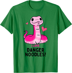 I Love Danger Noodles - Cute Kawaii Chibi Snake for Girls T-Shirt - T-Shirt | Irish Green