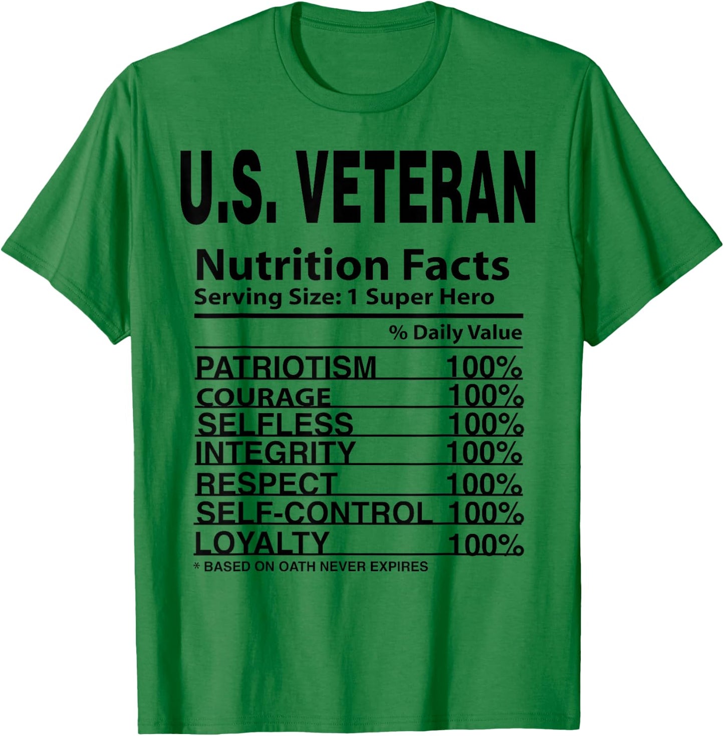 US Veteran Apparel & Women U.S. Vet Nutrition Facts T-Shirt - T-Shirt | Irish Green