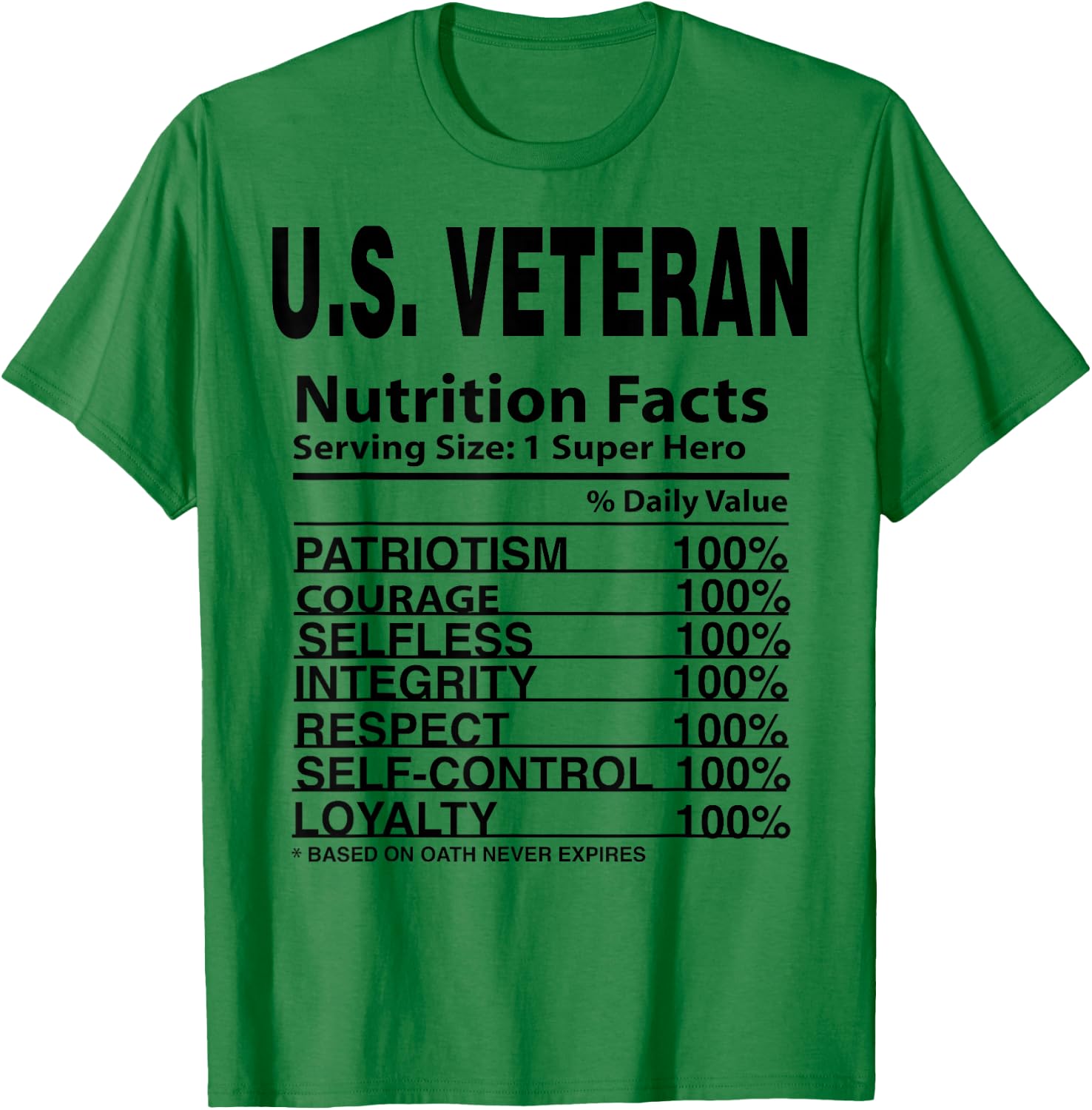US Veteran Apparel & Women U.S. Vet Nutrition Facts T-Shirt - T-Shirt | Irish Green