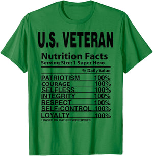 US Veteran Apparel & Women U.S. Vet Nutrition Facts T-Shirt - T-Shirt | Irish Green