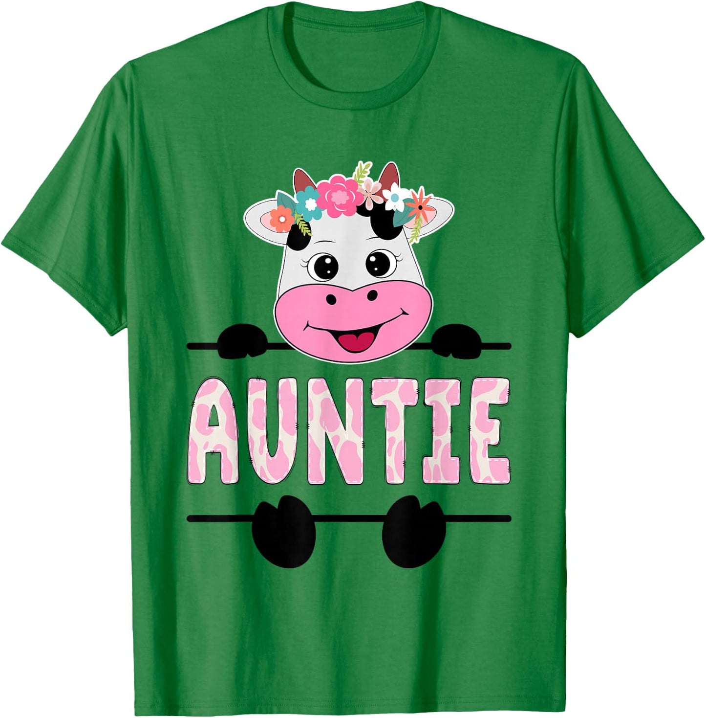 Auntie Of The Birthday Girl Cow Aunt Family Party T-Shirt - T-Shirt | Irish Green