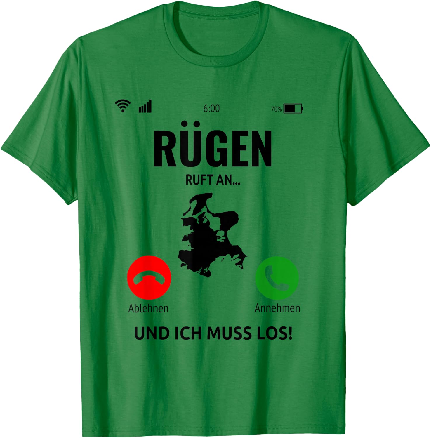 Rügen Ruft An Design Baltic Sea Island Holiday , White T-Shirt - T-Shirt | Irish Green