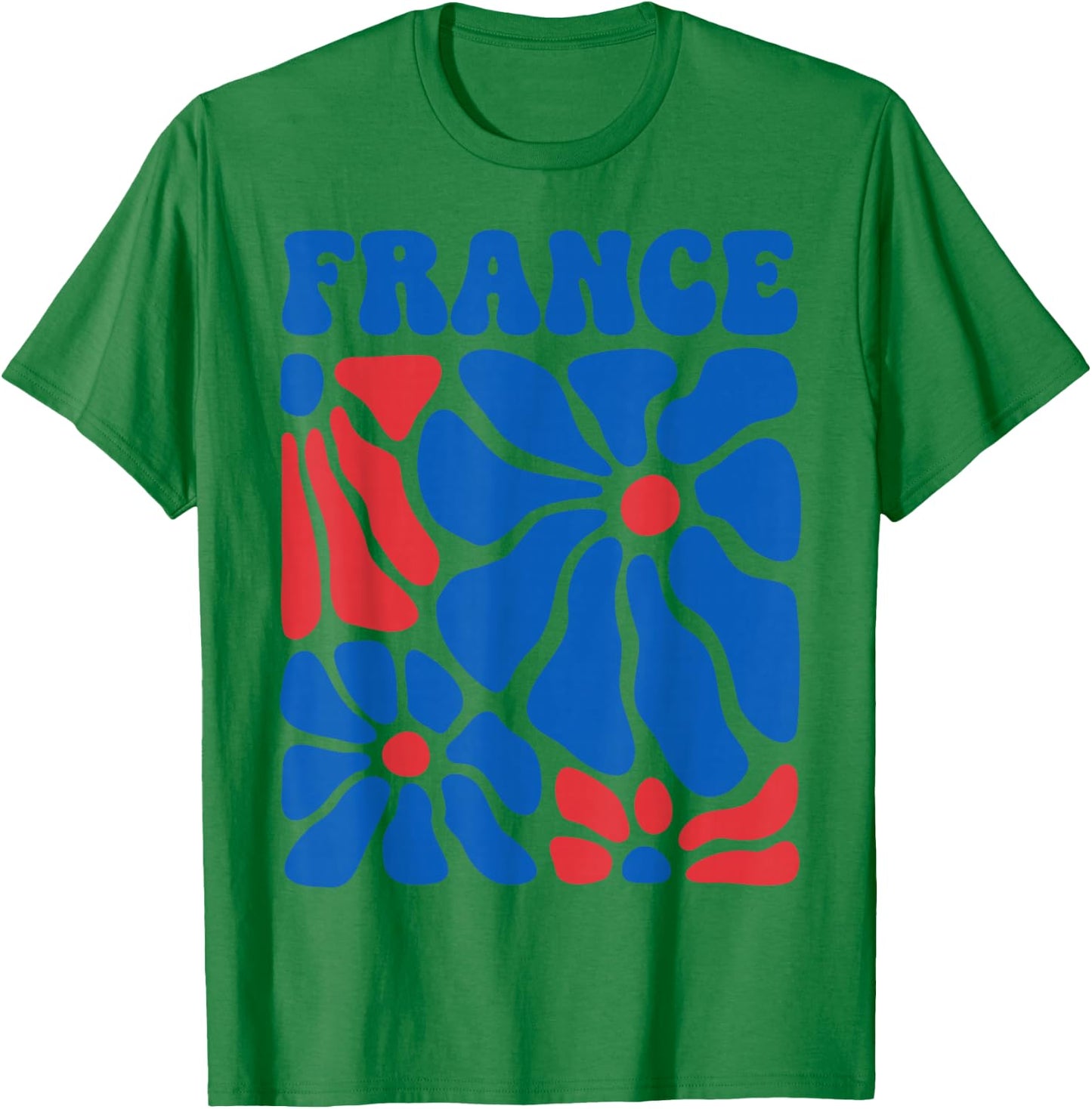 France Floral Boho Flowers Cute Retro Groovy French Girl T-Shirt - T-Shirt | Irish Green