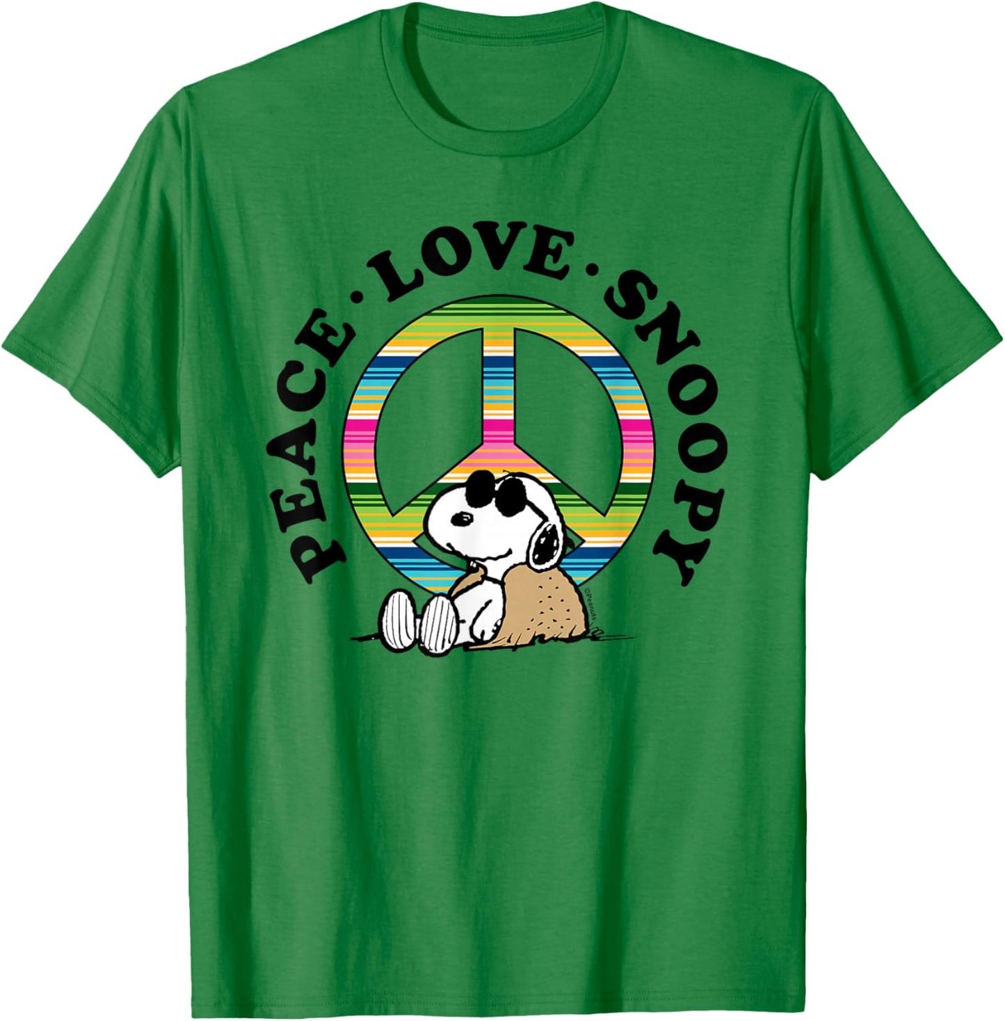 Peanuts Peace Love Snoopy T-Shirt - T-Shirt | Irish Green