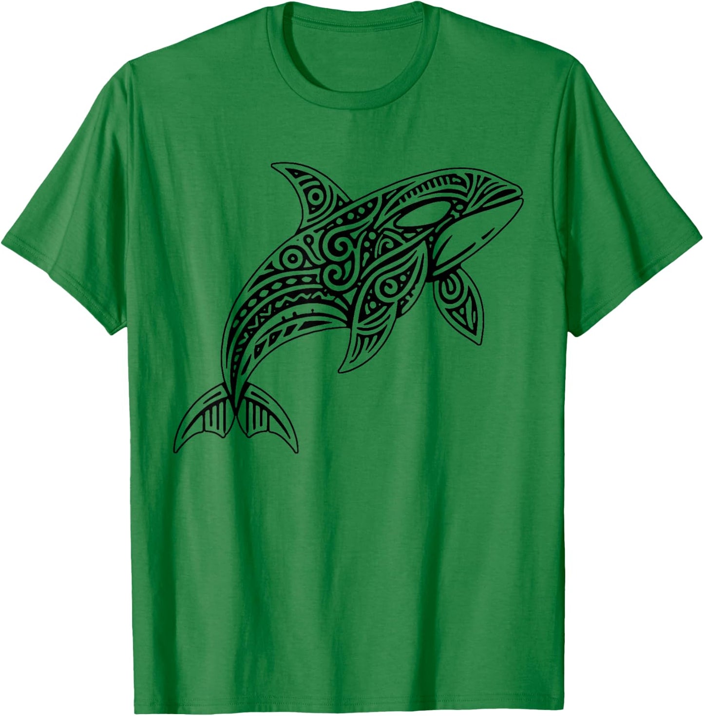 Tribal Orca Whale Hawaiian Maori Tattoo Ocean Art Design T-Shirt - T-Shirt | Irish Green