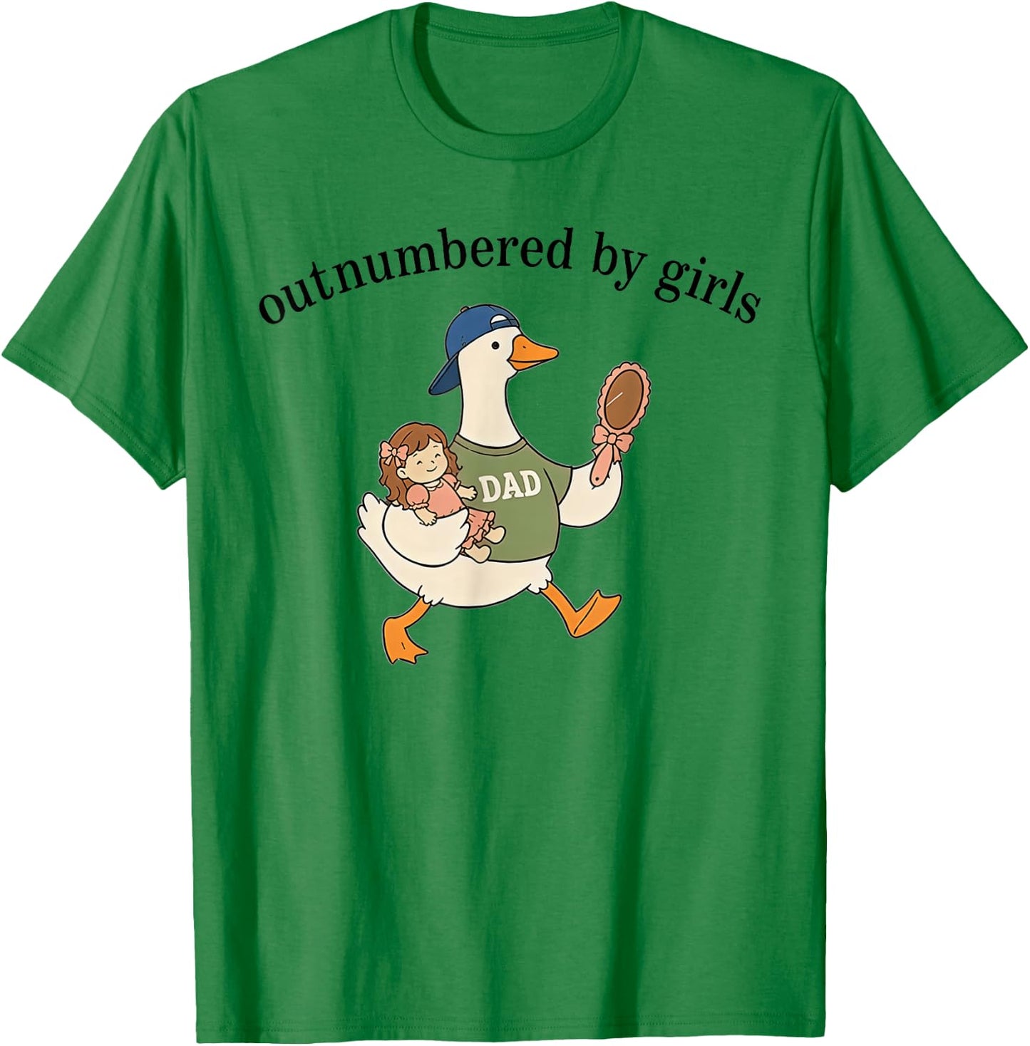 Outnumbered By Girls Goose Dad Father's Day T-Shirt - T-Shirt | Irish Green