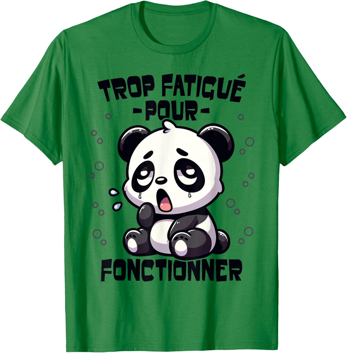 Panda Too Tired Funny Funny Flemme Panda Giant , white, S T-Shirt - T-Shirt | Irish Green