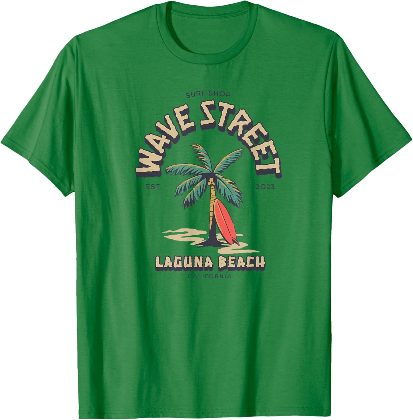Wave Street Surf Shop Surfboard Logo T-Shirt - T-Shirt | Irish Green