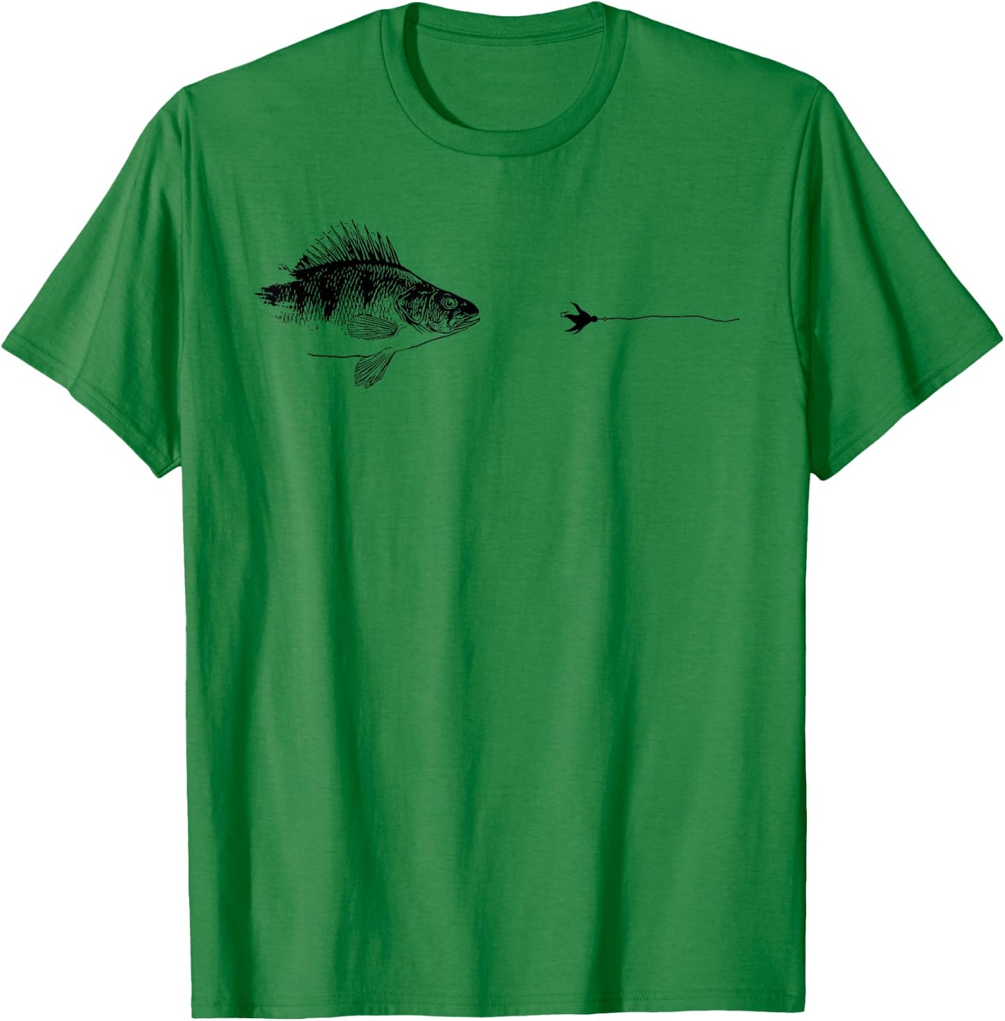 Graphic Fly Fishing Hook Line - Fish Yellow Perch , gray T-Shirt - T-Shirt | Irish Green