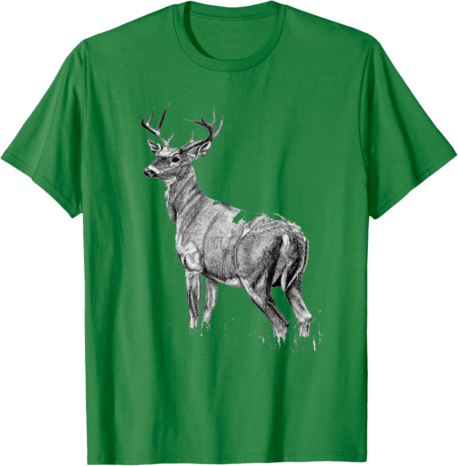 Cute Deer Whitetail Buck Illustration Graphic Boy And Girl T-Shirt - T-Shirt | Irish Green