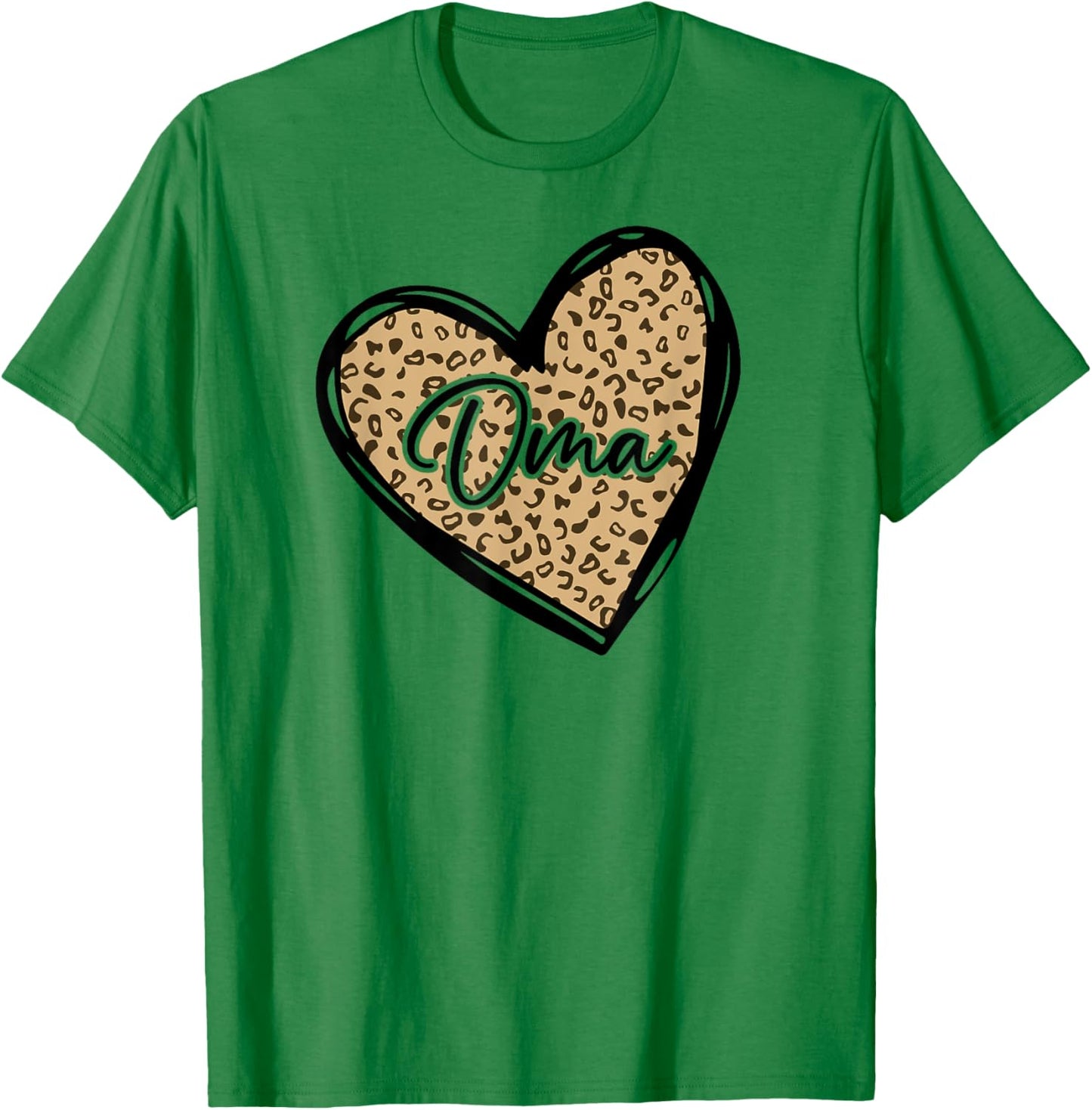 Oma Shirts Leopard Print Mom Cheetah Love Heart T-Shirt - T-Shirt | Irish Green
