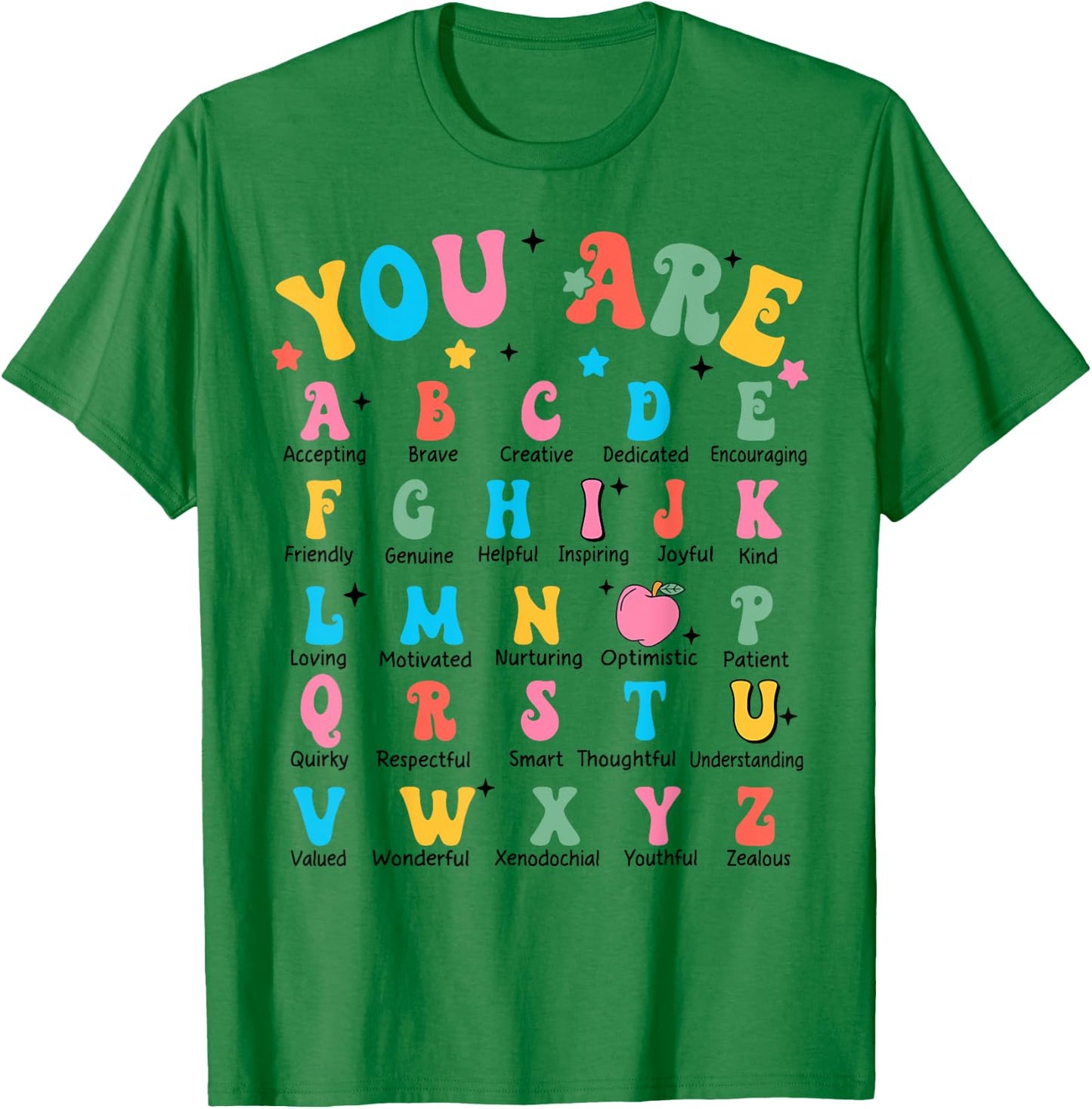 Alphabet Elementary School Kindergarten Teachers Students T-Shirt - T-Shirt | Irish Green