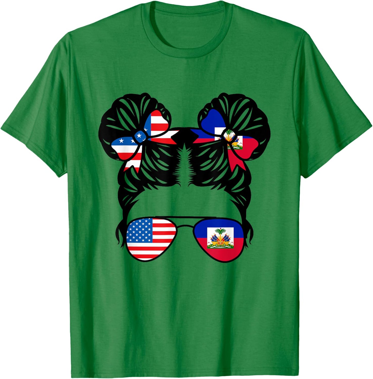 Half American Half Haitian Girl USA Haiti Flag Patriot T-Shirt - T-Shirt | Irish Green