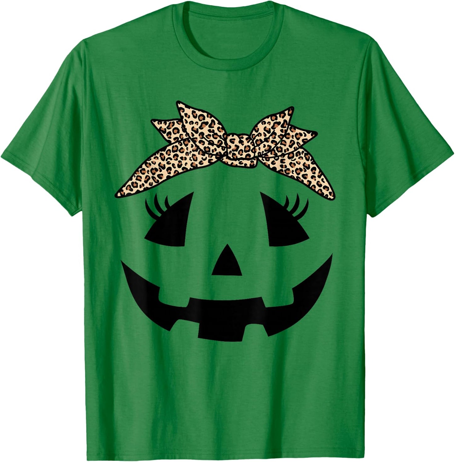 Jack O Lantern Pumpkin Leopard face for Girls Halloween T-Shirt - T-Shirt | Irish Green
