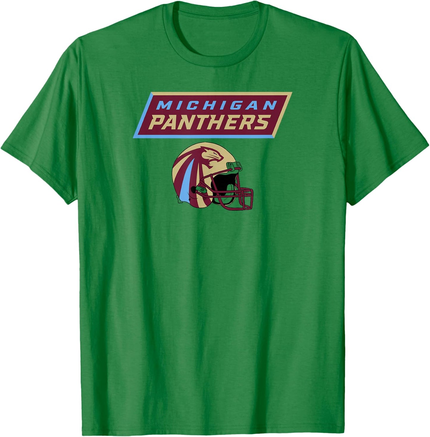 Michigan Panthers UFL - Vintage Helmet - Detroit Football T-Shirt - T-Shirt | Irish Green