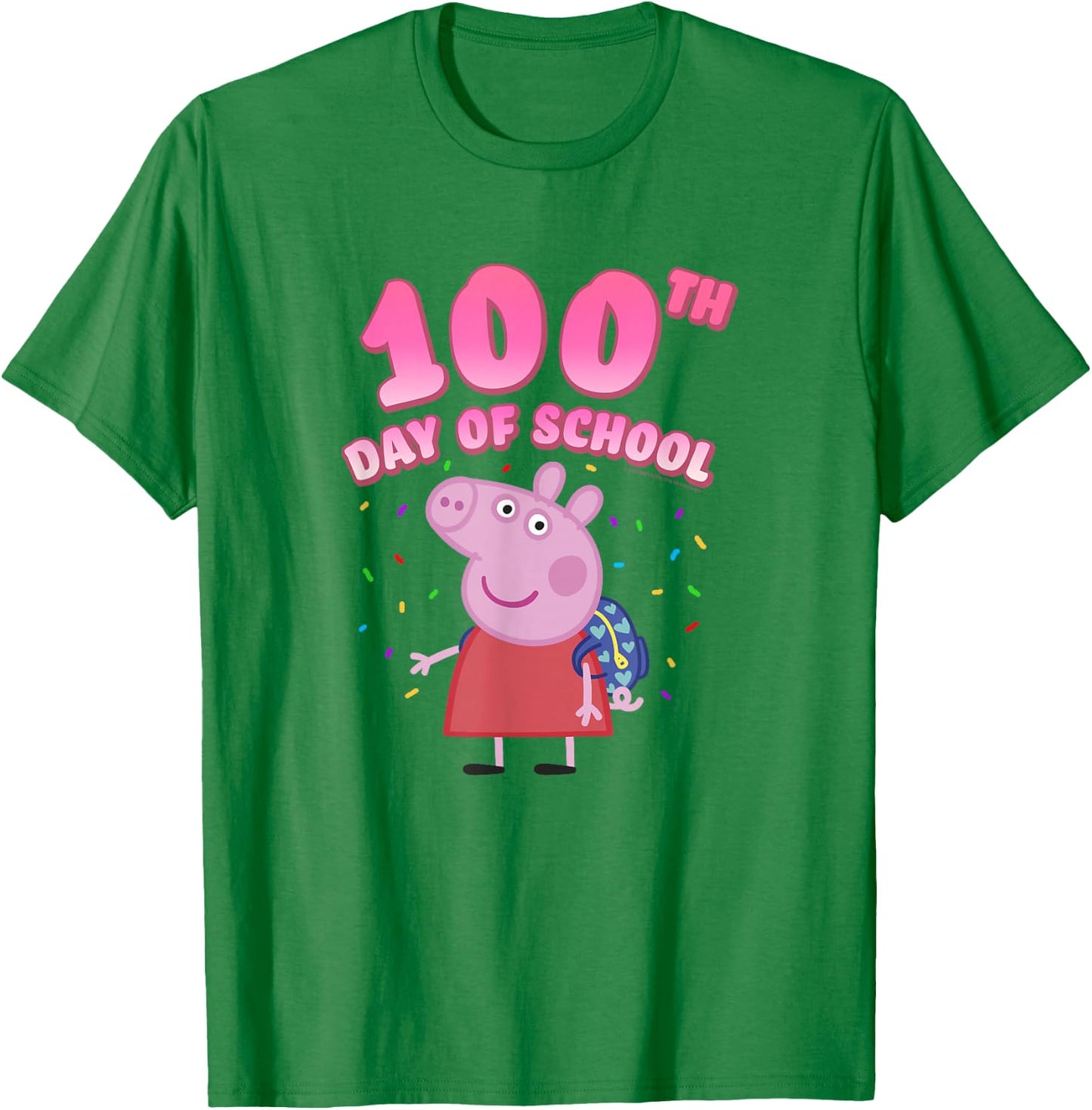 Peppa Pig 100th Day Of School Celebration Confetti T-Shirt - T-Shirt | Irish Green