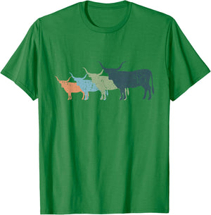 Cow Mom & Dad Silhouette - Cattle Vintage Texas Longhorn T-Shirt - T-Shirt | Irish Green