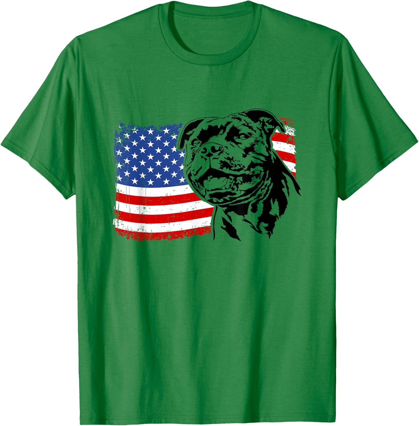 Proud Staffordshire Bull Terrier American Flag patriotic dog Men Women T-Shirt - T-Shirt | Irish Green